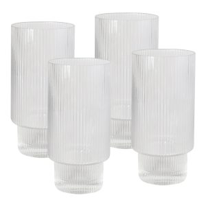 Oscar Ribbed Highball 380mL Glasses