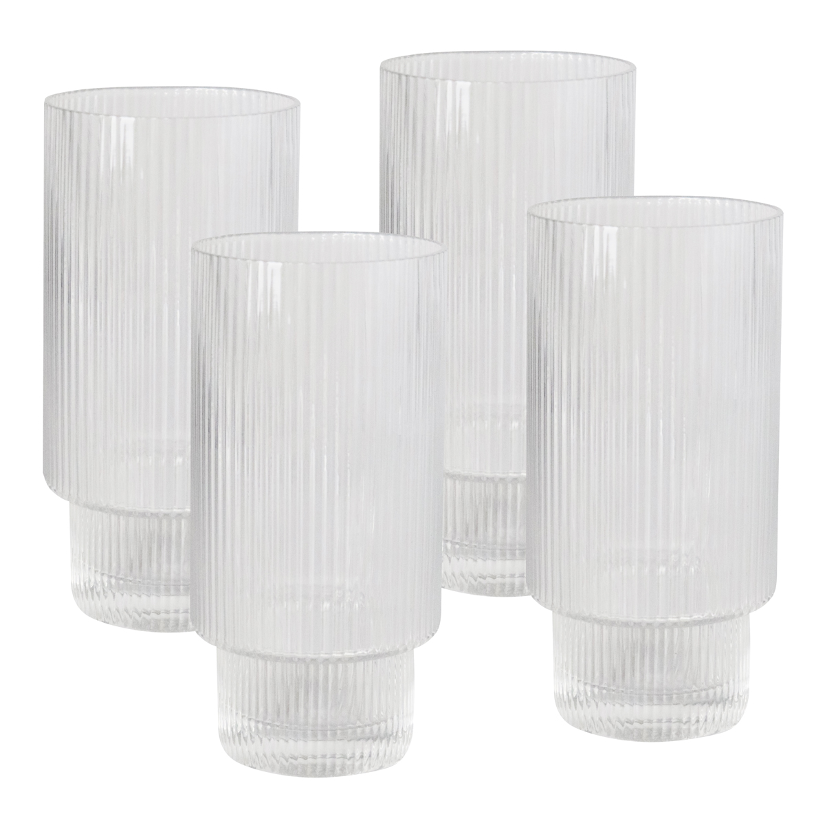 Oscar Ribbed Highball 380mL Glasses